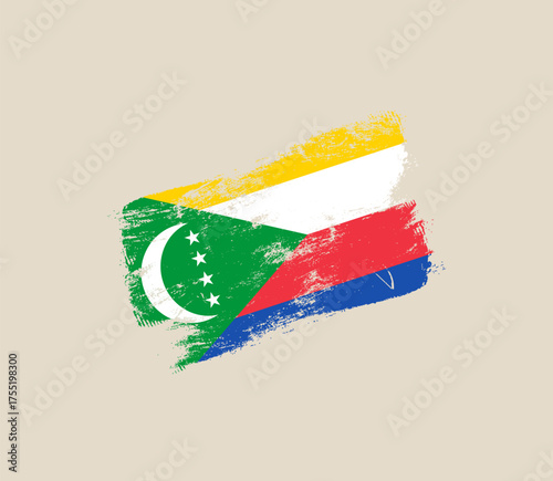 comoros grunge flag vector illustration. Modern vibrant flag emblem design in authentic national colors. Isolated vector design