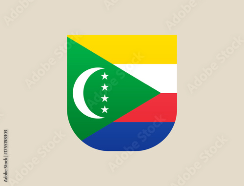 comoros flag vector illustration. Modern vibrant flag emblem design in authentic national colors. Isolated vector design