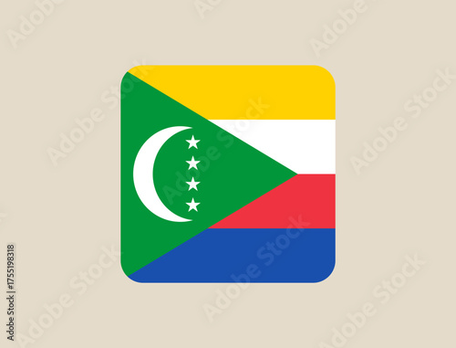 comoros square flag vector illustration. Modern vibrant flag emblem design in authentic national colors. Isolated vector design