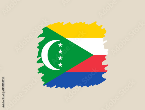 comoros grunge flag vector illustration. Modern vibrant flag emblem design in authentic national colors. Isolated vector design