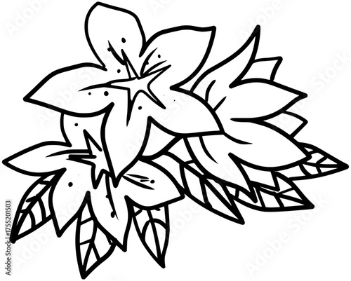 Rhododendron Flower Vector Outline Line Art Drawing