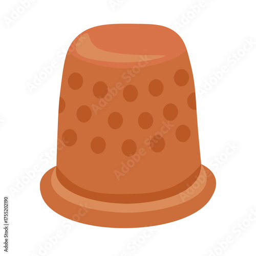 Flat vector illustration of an orange sewing thimble, cute minimal design, isolated on white background.