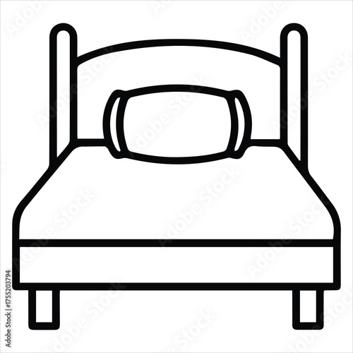 Bed Icon Design Bold Outline Illustration Symbol for Sleep Relaxation Comfort