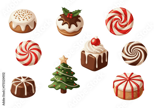 Delicious Assortment of Sweet Christmas Treats and Candies Isolated on Transparent Background Festive Winter Holiday Desserts
