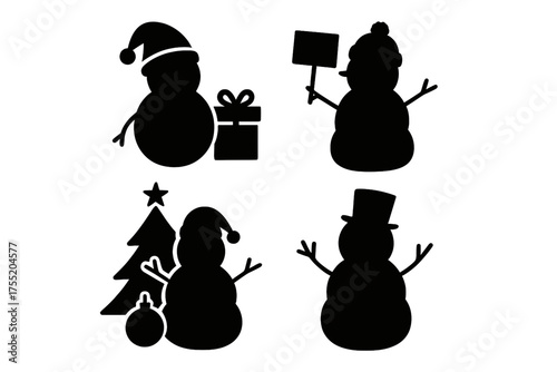 Joyful Christmas Snowman Collection Festive Winter Holiday Characters Isolated on Transparent Background