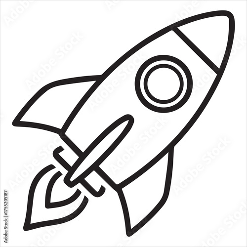 Rocket Launch Icon Space Flight Vehicle in Modern Outline Style for Projects