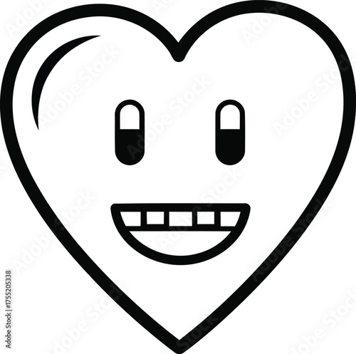 Smiling Heart Face Icon – Cute Love Emoji Vector Illustration Design