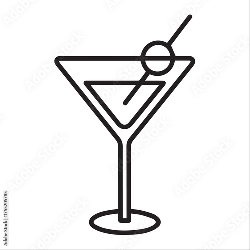 Martini Glass Silhouette Cocktail Drink Alcohol Beverage Vector Design Element Icon