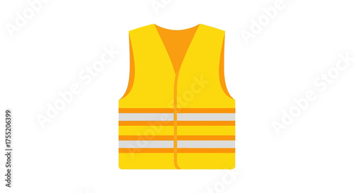 Yellow safety vest with reflective stripes illustration.