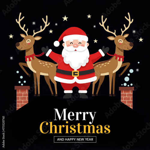 Merry Christmas and Happy New Year Template Flyer Design Card