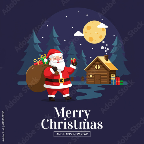 Merry Christmas and Happy New Year Template Flyer Design Card