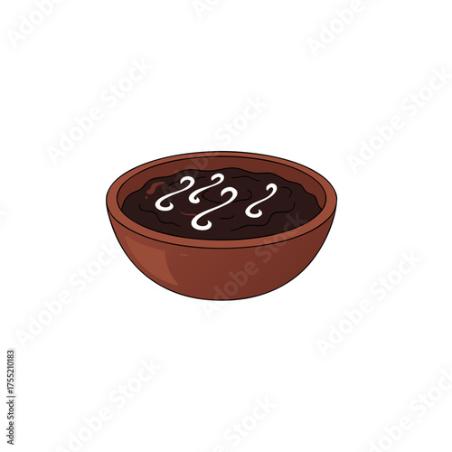 Black sticky rice porridge isolated on white background.