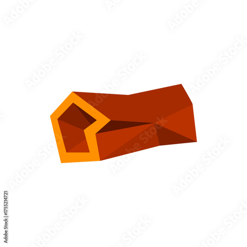 Abstract geometric structure in warm earthy tones suggesting construction or building blocks