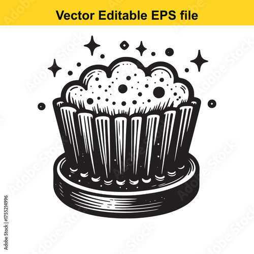 Vector art of cleaning brush with bristles and circular base