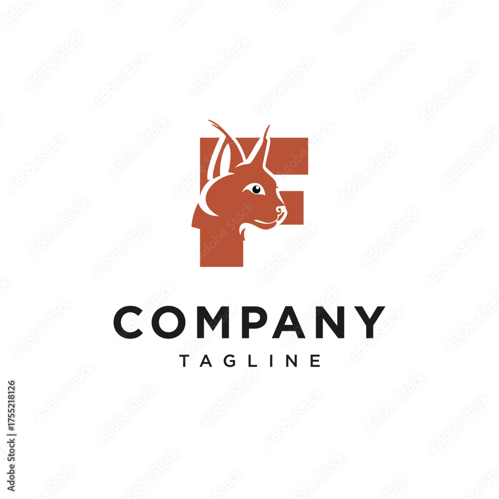 Fototapeta premium Letter F Caracal Cat Logo Icon Vector