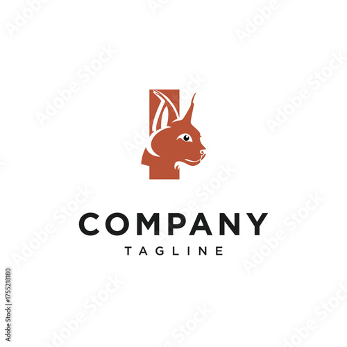 Letter I Caracal Cat Logo Icon Vector