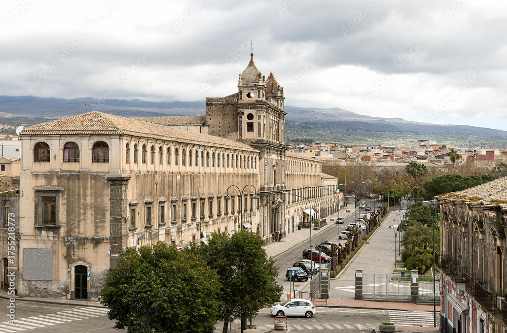 Obraz premium Architectural Sights of The Monastery of Saint Lucy (Monastero di Santa Lucia) in Adrano, Sicily, Italy.