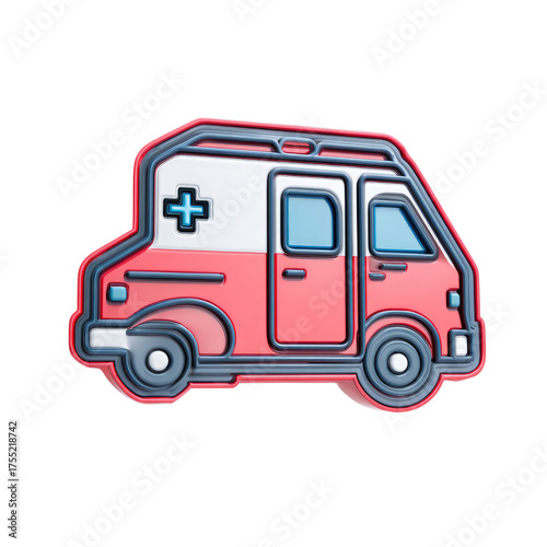 Wallpaper Mural A stylized red and white ambulance icon, cartoonish, with a simple design and bold outlines Torontodigital.ca