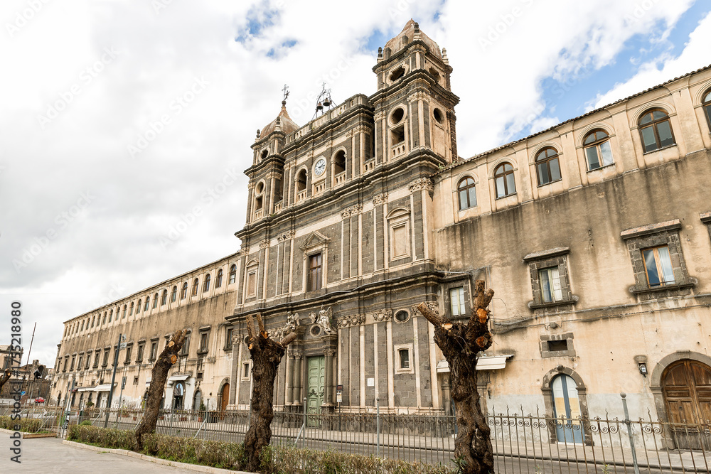 Obraz premium Architectural Sights of The Monastery of Saint Lucy (Monastero di Santa Lucia) in Adrano, Sicily, Italy.