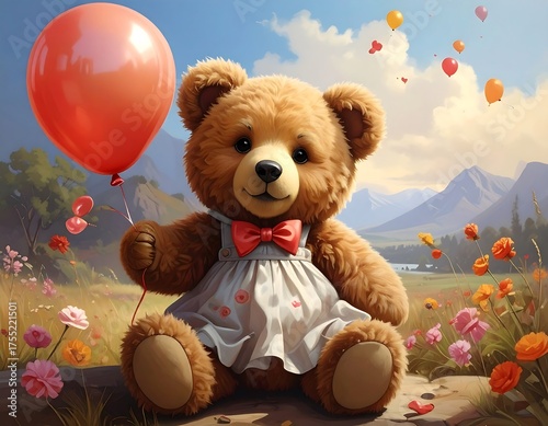 Teddy Bears Delight - A Whimsical Daydream in a Flower Meadow.