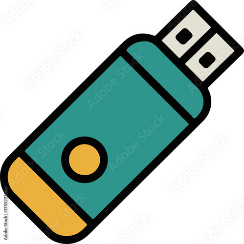 Flat design icon of a usb flash drive for digital storage and data transfer vector