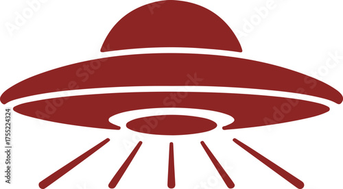 Iconic silhouette of a flying saucer ufo with beam lights descending ready for extraterrestrial encounter vector