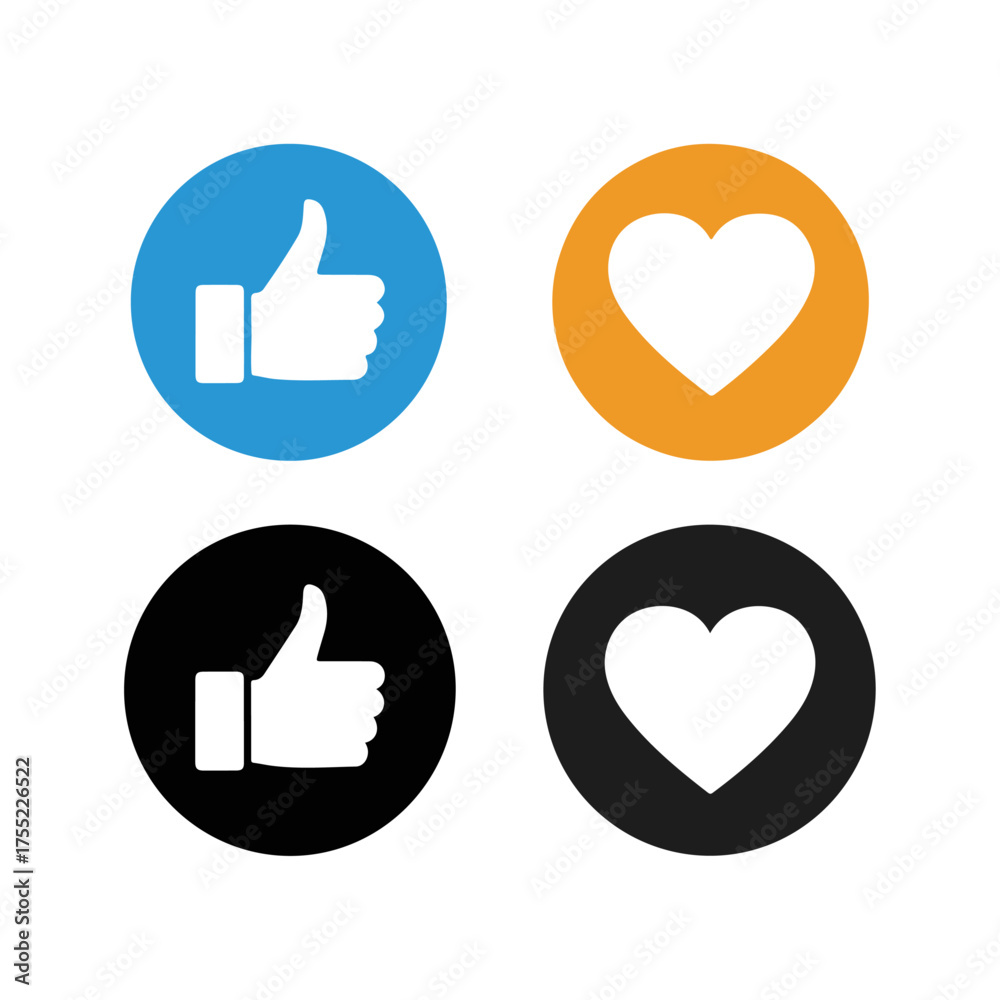 Obraz premium Collection of social media like and love icons.