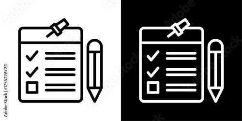 To-Do List  Icon Of Line Black And White Style Vector Illustration 