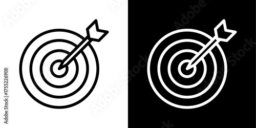 Goal  Icon Of Line Black And White Style Vector Illustration 