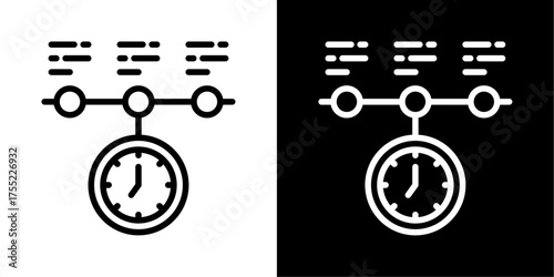 Timeline  Icon Of Line Black And White Style Vector Illustration 