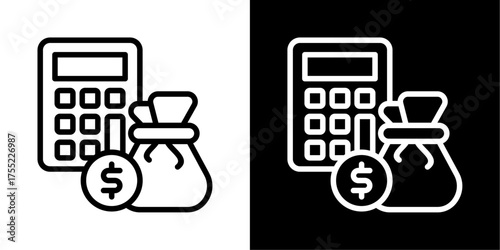 Budget  Icon Of Line Black And White Style Vector Illustration 