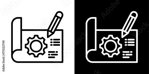 Blueprint  Icon Of Line Black And White Style Vector Illustration 