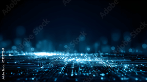 A dynamic abstract representation of light beams and digital lines converging, creating a sense of speed and technology