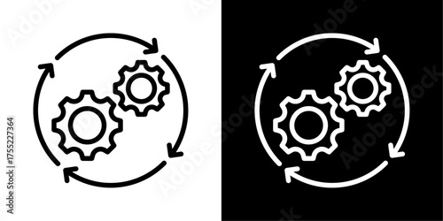 Process  Icon Of Line Black And White Style Vector Illustration 
