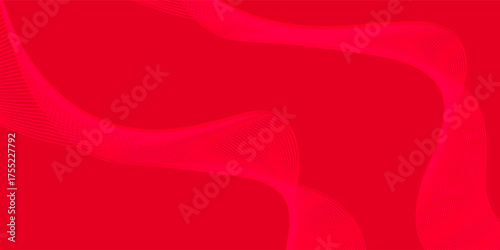 Abstract background with lines and waves. Medium banner size. Element for design. Vector background for brochure, booklet, flyer, poster. Red and white gradient. Love, Valentine's Day