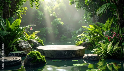 Tranquil Jungle Oasis - A Serene Product Display Platform.