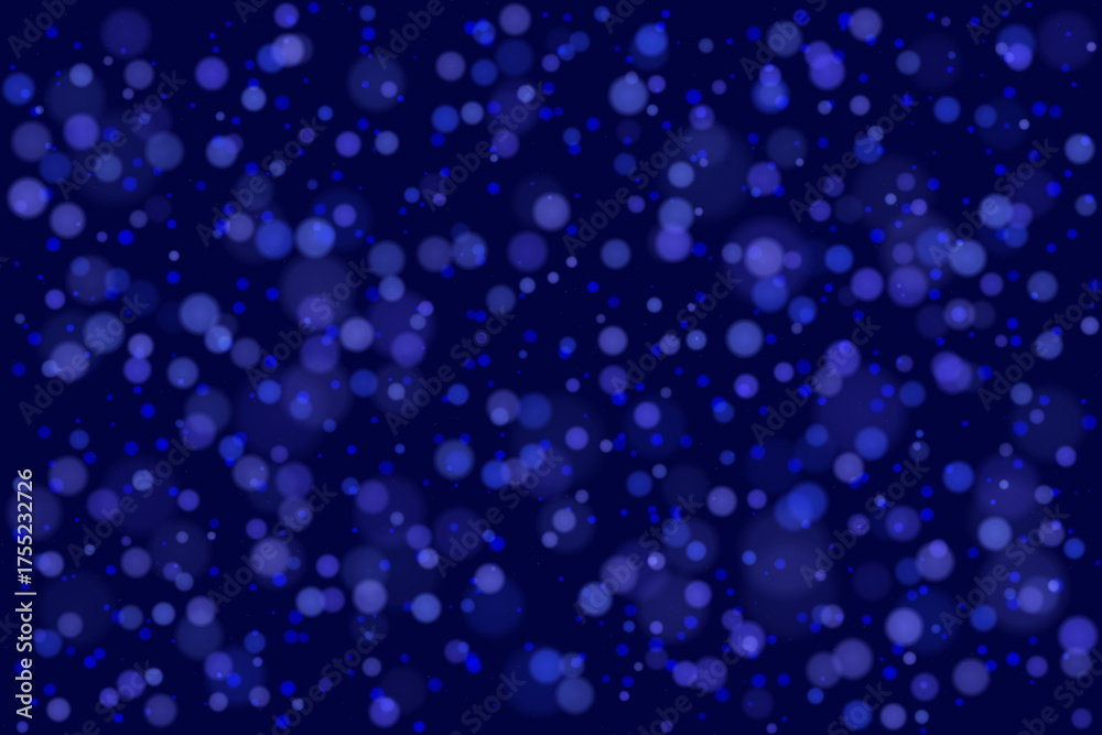 Abstract Dark Blue Background with Sparkling Bokeh Lights and Blurred Glowing Particles for Festive and Dreamy Designs