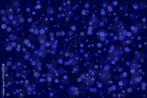 Abstract Dark Blue Background with Sparkling Bokeh Lights and Blurred Glowing Particles for Festive and Dreamy Designs