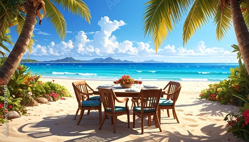 Tropical Beach Dining - A Luxurious Seaside Experience.