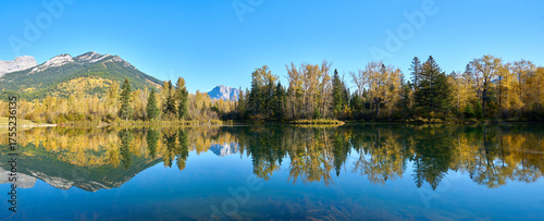Maiden Lake Reflection Fernie British Columbia. A still, sunny day at Maiden Lake in Fernie BC in the Rocky Mountains.
