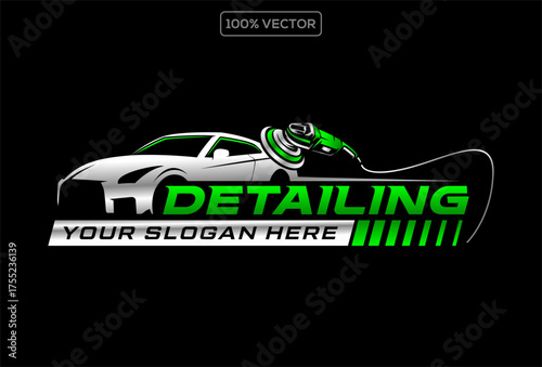 vector graphic of auto detailing services logo design template on black background