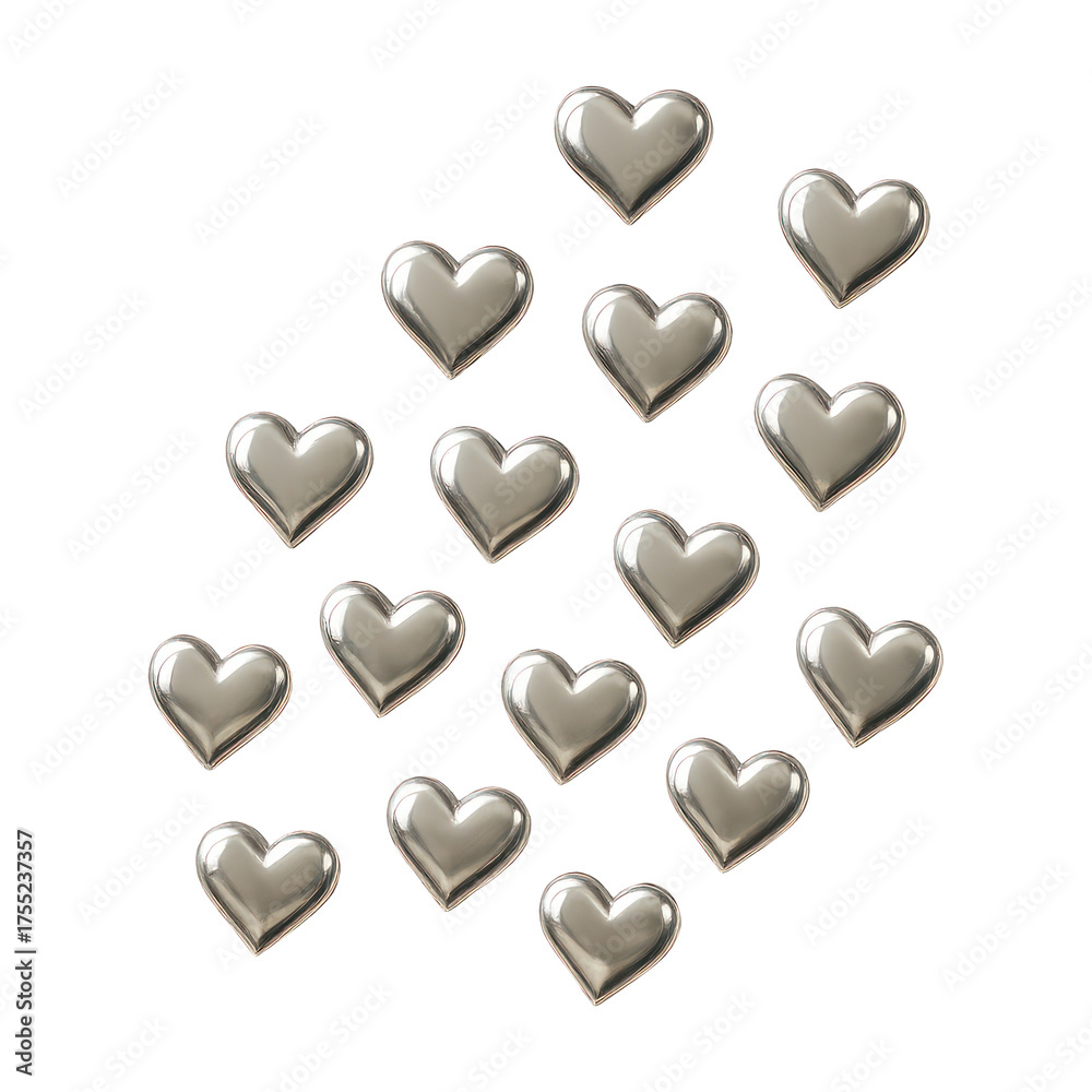 Fototapeta premium PNG Shiny metallic heart pattern