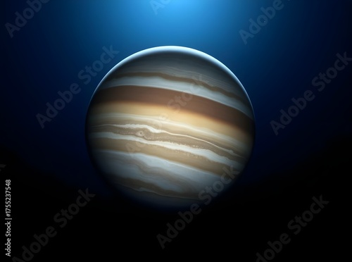 Detailed Exoplanet Against Dark Blue Gradient
