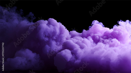 A dense cloud of purple smoke against a black background, creating a mystical and dramatic atmosphere