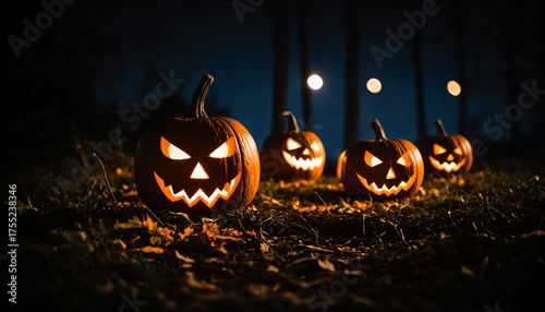 four spooky jack-o'-lantern...