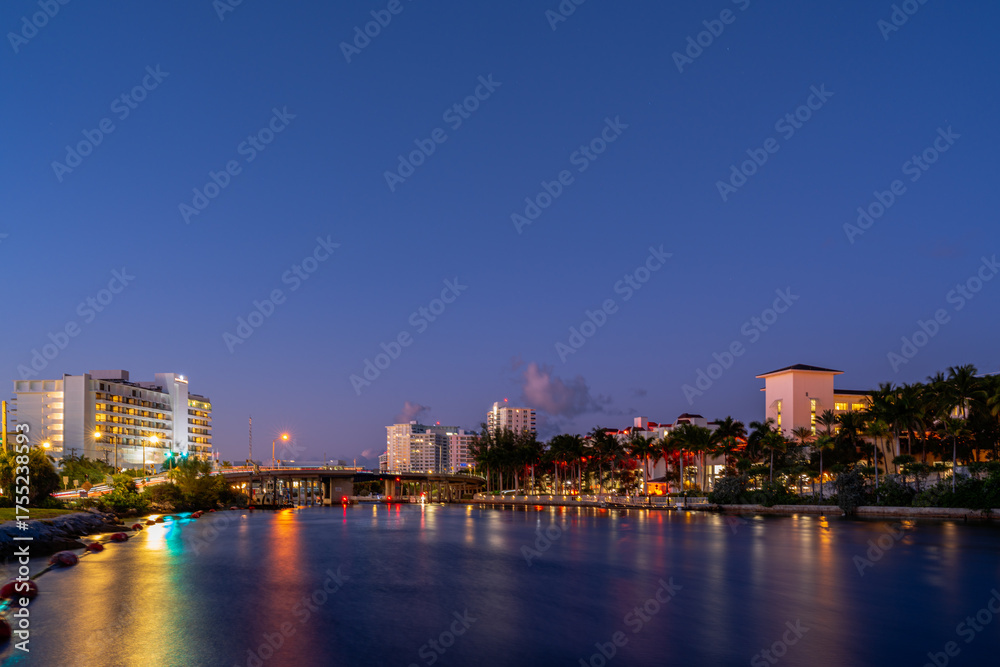 Fototapeta premium Night view of Boca Raton inlet, Florida