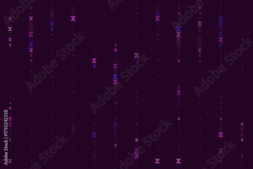 Abstract Digital Background with DNA Strands and Genetic Code Patterns in Purple and Blue Hues, Representing Science and Technology