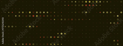 Abstract digital background with glowing gear patterns and technological dots, representing data, engineering, or mechanical processes in a modern dark setting.