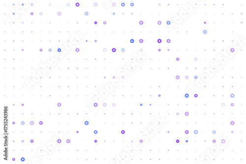 Futuristic dark background with glowing blue and purple cogwheel and star patterns, symbolizing digital systems and technological networks.