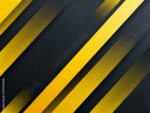 Dynamic yellow diagonal stripes on a dark background create a striking visual effect from a straightforward viewpoint